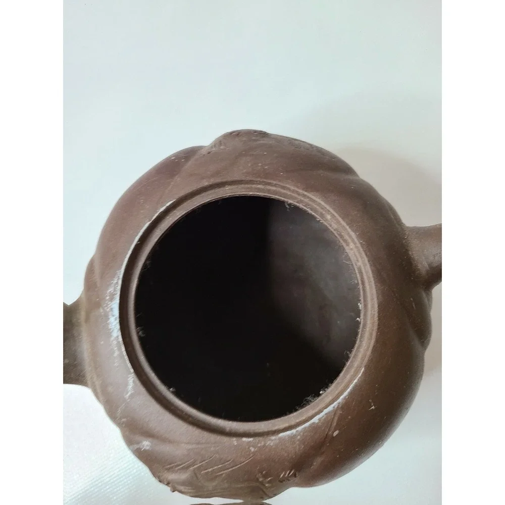 Vintage Chinese Brown Clay Yi Xing Teapot Movable Dragon Head Marked Lid